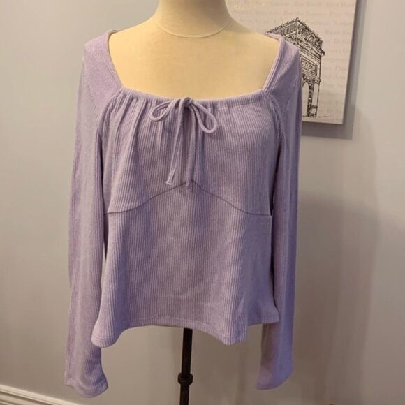 No Boundaries Ribbed Lilac Long Sleeve Top - Picture 1 of 8